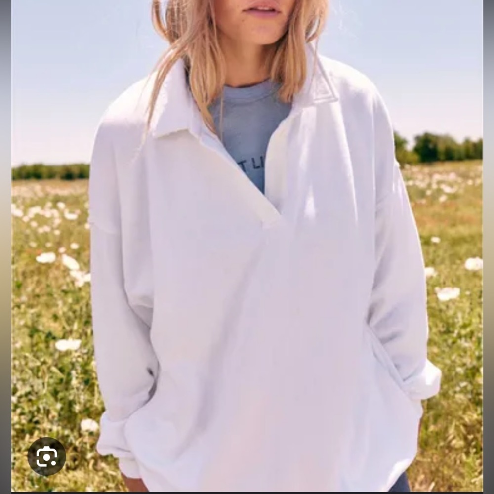 Aerie Happy Henley Everyday Polo Sweatshirt